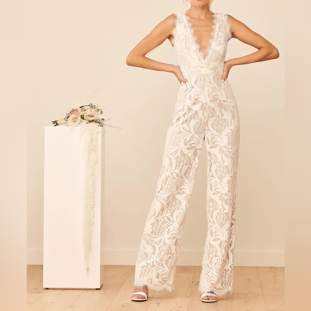 White Lace Wide-Leg Jumpsuit